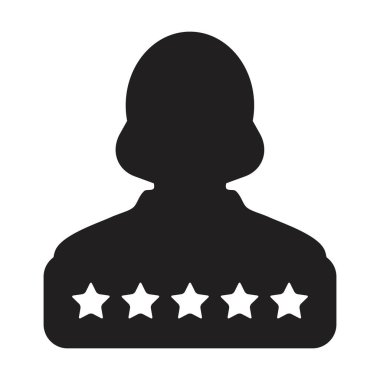 Sosyal kredi sistemi simgesi 5 yıldız derecelendirme vektörü kadın kullanıcı profili Avatar sembolü