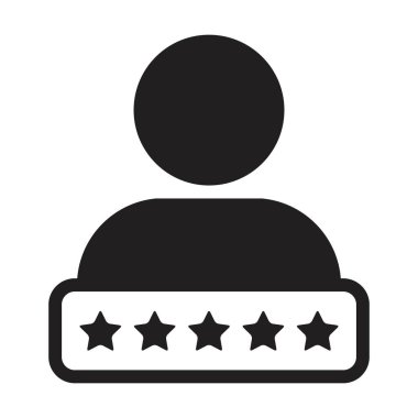 Kredi puanı simgesi sosyal 5 yıldız derecelendirme vektörü erkek kullanıcı profili Avatar sembolü