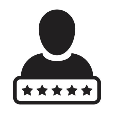 Kredi puanı simgesi sosyal 5 yıldız derecelendirme vektörü erkek kullanıcı profili Avatar sembolü