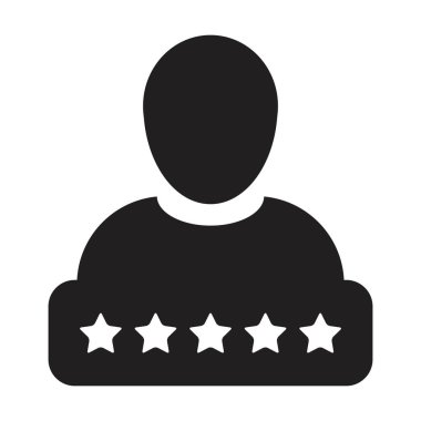 Sosyal puan simgesi 5 yıldız derecelendirme vektörü erkek kullanıcı profili Avatar sembolü