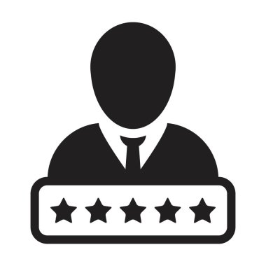 Sosyal kredi puanı ikonu 5 yıldız derecelendirme vektörü erkek kullanıcı profili Avatar sembolü