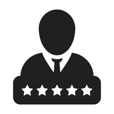 Sosyal kredi sistemi simgesi 5 yıldız derecelendirme vektörü erkek kullanıcı profili Avatar sembolü