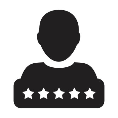 Sosyal kredi sistemi vektörü erkek kullanıcı profili Avatar sembolü için 5 Yıldız derecelendirme simgesi