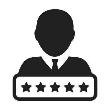 Kredi puanı simgesi sosyal 5 yıldız derecelendirme vektörü erkek kullanıcı profili Avatar sembolü