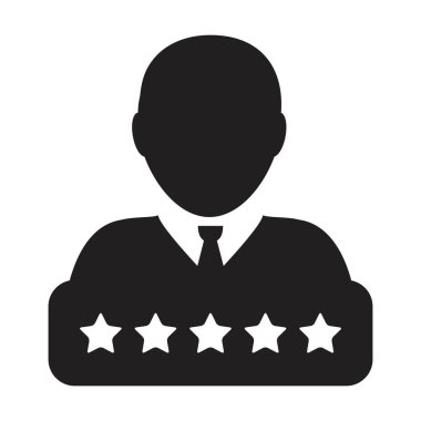 Sosyal puan simgesi 5 yıldız derecelendirme vektörü erkek kullanıcı profili Avatar sembolü