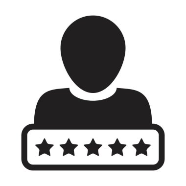 Sosyal kredi puanı ikonu 5 yıldız derecelendirme vektörü erkek kullanıcı profili Avatar sembolü