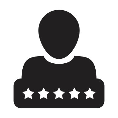 Sosyal kredi sistemi simgesi 5 yıldız derecelendirme vektörü erkek kullanıcı profili Avatar sembolü