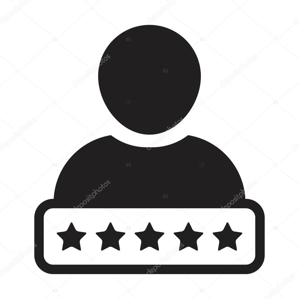 Social credit score icon 5 star rating vector male user person profile avatar symbol for in a glyph pictogram illustration