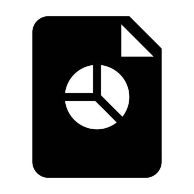 Document icon vector with pie chart and graph information for business data and finance in a glyph pictogram illustration