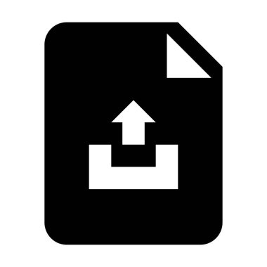 Upload document icon vector with uploding file for business application data and finance in a glyph pictogram illustration
