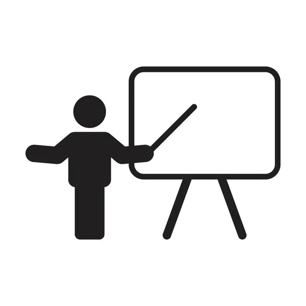 Klassenzimmer Vektor Männliche Lehrer Person Mit Whiteboard Symbol Einer Flachen — Stockvektor