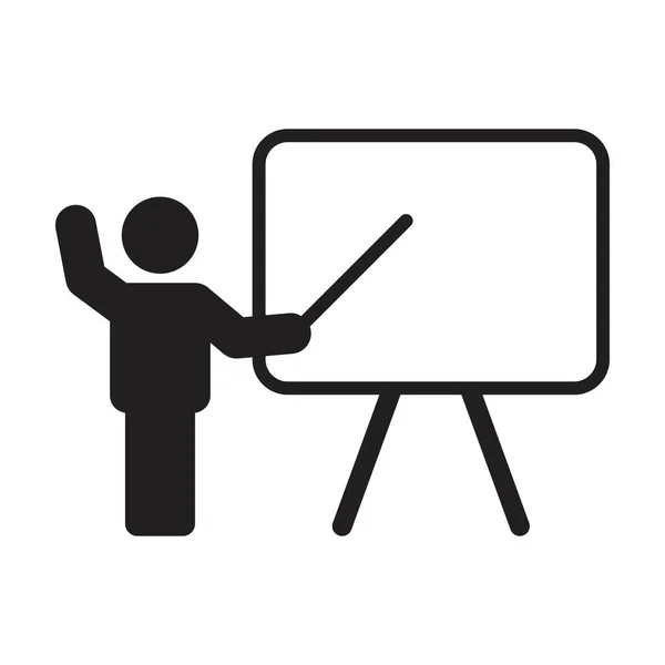 Lehrer Icon Vektor Männliche Person Mit Weißer Tafel Für Bildung — Stockvektor