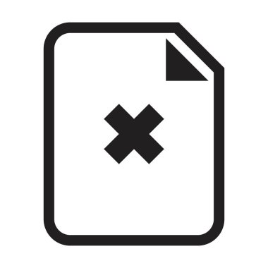 İş uygulaması ve finans için yakın sembol içeren belge simgesi vektörünü ana hatlı resim çiziminde sil