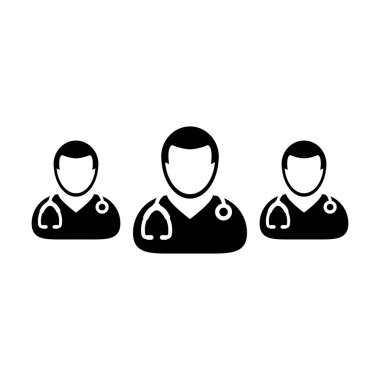 Erkek doktorlardan oluşan doktor ikon vektör grubu tıbbi ve sağlık konsültasyonu için profil avatarı