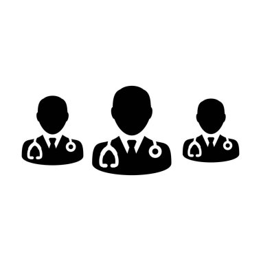 Erkek doktorlardan oluşan sağlık danışma ikonu vektör grubu tıbbi ve sağlık hizmetleri için profil avatarı