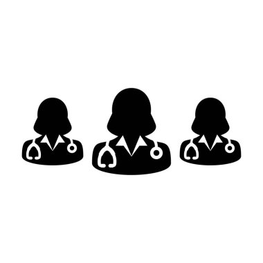 Kadın doktorlardan oluşan sağlık ikonu vektör grubu tıbbi ve sağlık danışmanlığı için profil avatarı