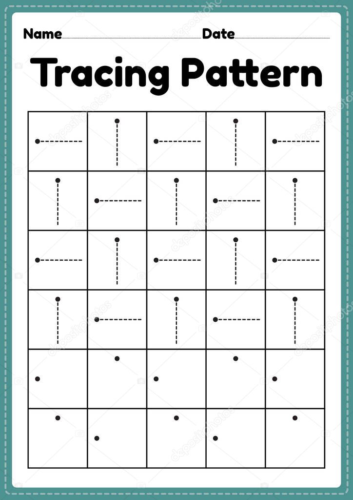Tracing pattern worksheet sleeping and standing lines for kindergarten, preschool and Montessori school kids to improve handwriting practice activities in a printable page.
