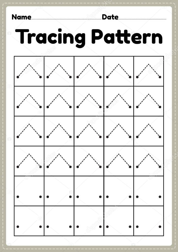 Tracing pattern lines worksheet for kindergarten, preschool and Montessori school kids to improve handwriting practice activities in a printable page.