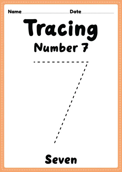 Tracing Number Worksheet Przedszkola Przedszkola Montessori Kids Handwriting Practice Activities — Wektor stockowy