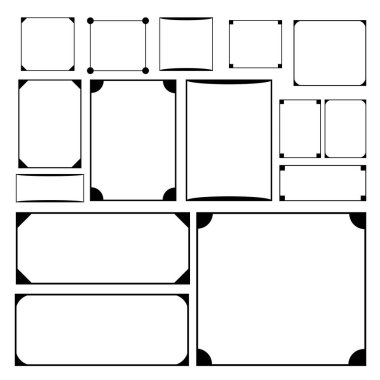 Vektör illüstrasyonunda basit pankart tasarımı için çerçeve kenarlığı şekil simgesi, dekoratif klasik karalama ögesi