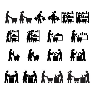 Alışveriş simgesi çizimi olan ikon resimli müşteri