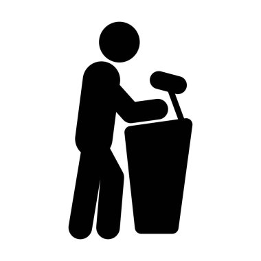 Piktogram illüstrasyonunda halk sözcüsü simgesi, kişi konuşması ve iletişim sembolü