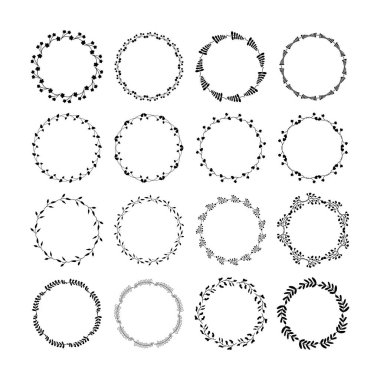 Vektör illüstrasyonunda süsleme için çiçek çemberi kenarlık çerçeve halkası