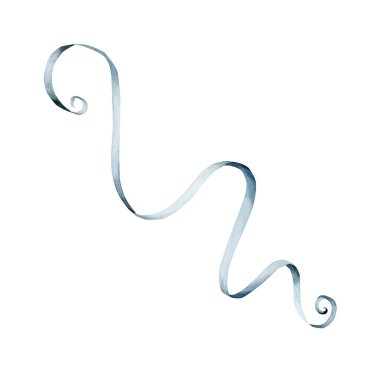 Mavi kurdele. Coquette tarzı moda. Paskalya bahar tasarımı için beyaz arkaplanda izole edilmiş suluboya el resmi, hediye paketi tebrik kartı baskıları tuhaf tekstil etiketleri