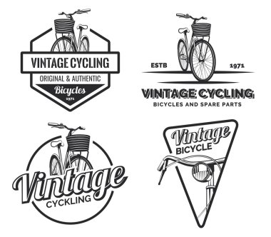 Vintage yol bisiklet logosu seti.