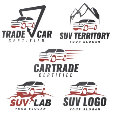 Suv araç servis logo şablonları seti.