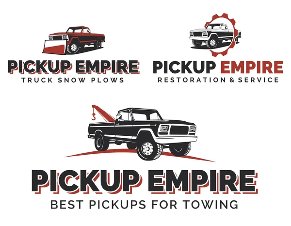 Conjunto de caminhões pickup retro logotipos, emblemas e ícones . — Vetor de Stock