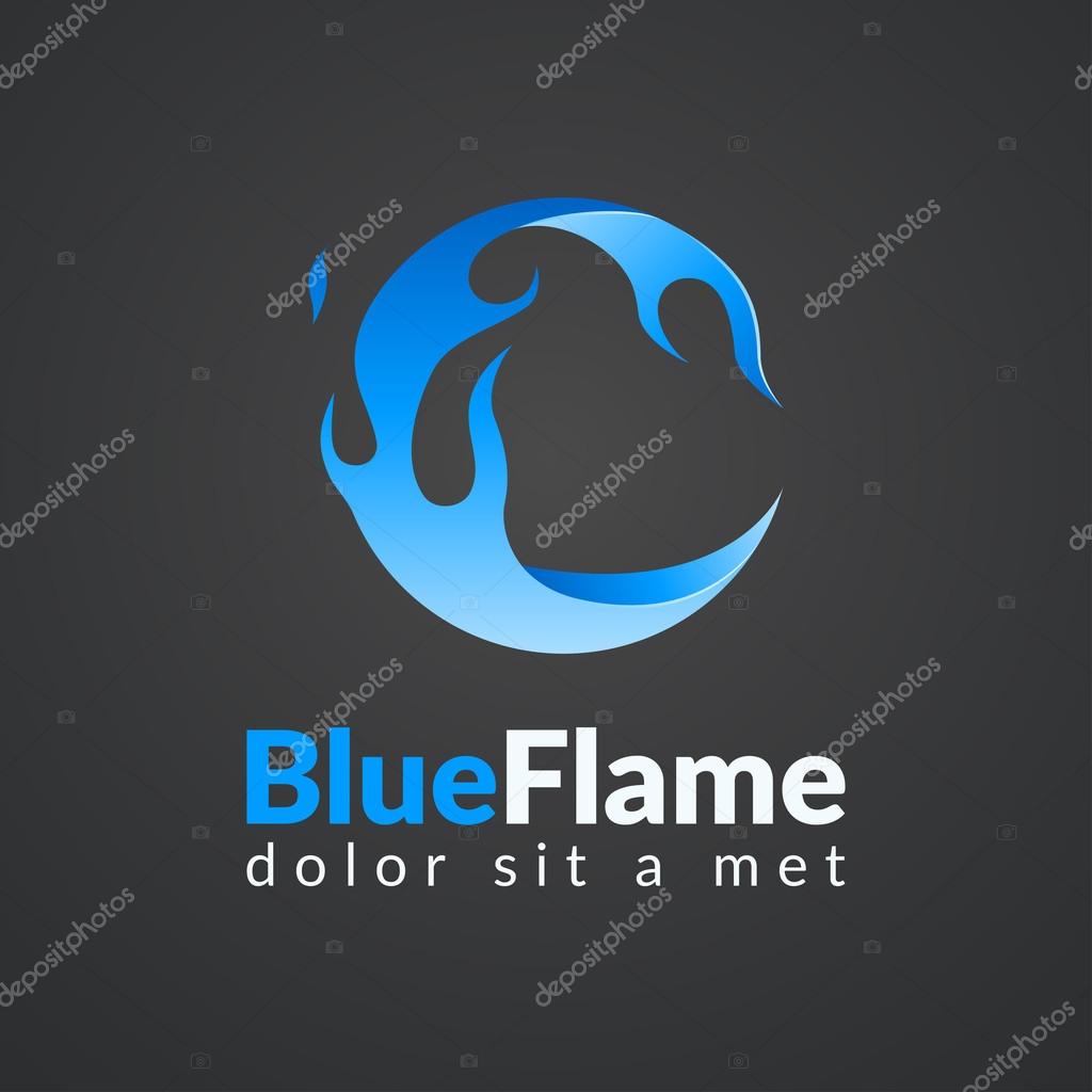 Circle flame logo. Sphere fire icon. Modern stylized flame. Oil and gas logo vector.