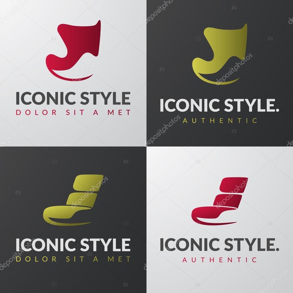 Set of furniture logo templates. Modern armchair design concepts. Lounge iconic chair sign.