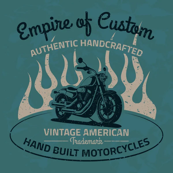 Vintage motorcycle for printing with grunge texture. Old school — Stock Vector