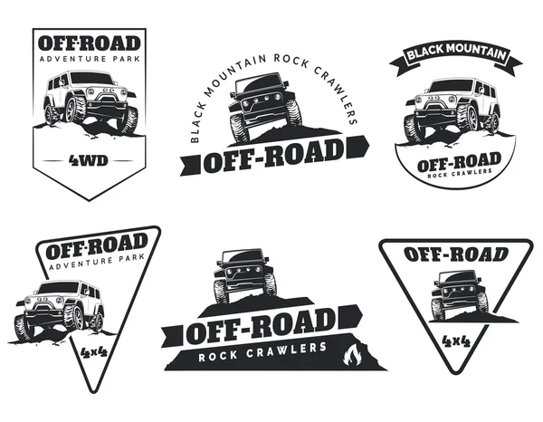 Set of classic off-road suv car emblems, badges and icons. — Stock Vector