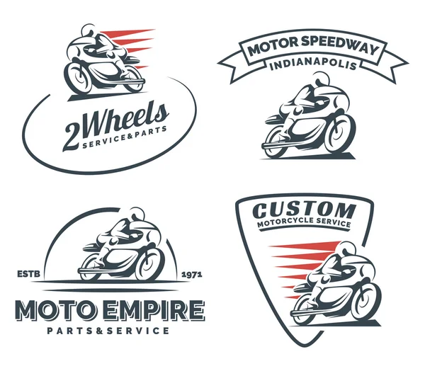 Vintage café corredor logotipo de la motocicleta, insignias y emblemas . — Vector de stock