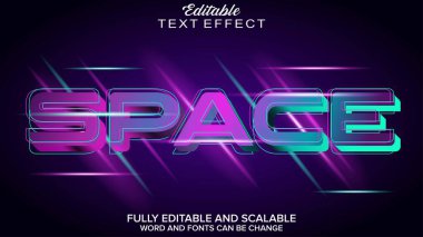 3d boşluk 3d metin efekti vektörü düzenlenebilir