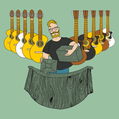genç adam gitar satıyor
