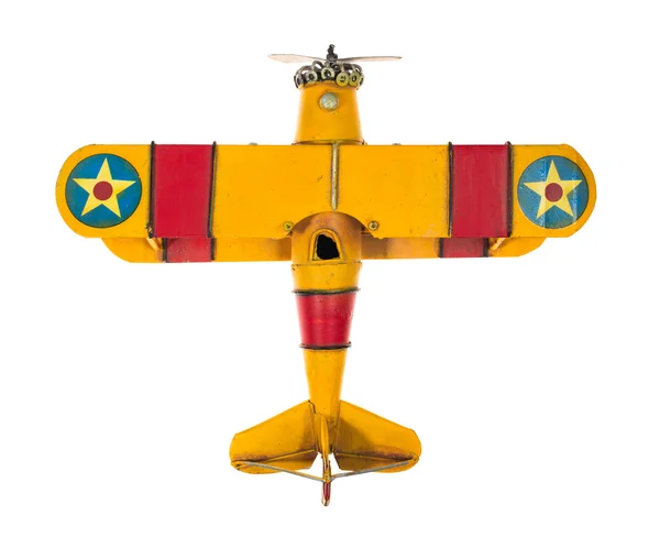 Izole metal oyuncak uçak — Stok fotoğraf
