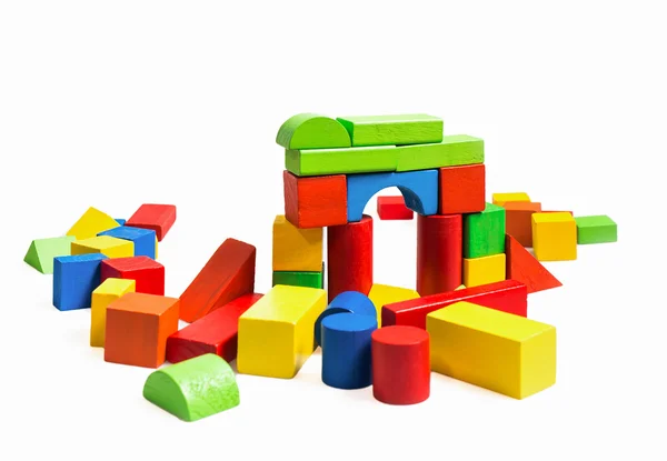 Jouets blocs de briques multicolores en bois — Photo