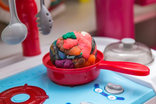 Creating dough cooking toy — Stock Photo, Image