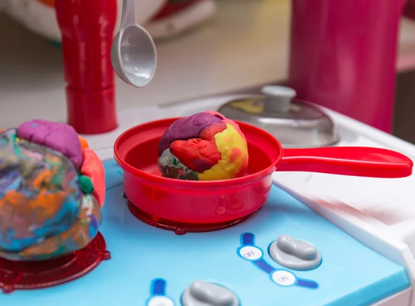 Play dough in the kitchen toy — Stock Photo, Image