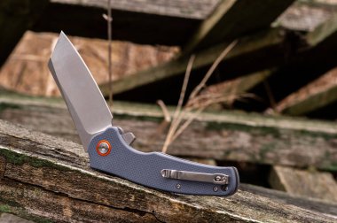 Doğada bir ağaçta bıçak. Bıçak ve şarjör..