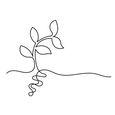 Bitki Yetiştirme Bir Sürekli Çizgi Sanatı. Filizlenen Tohum Vektörü İllüstrasyonu.
