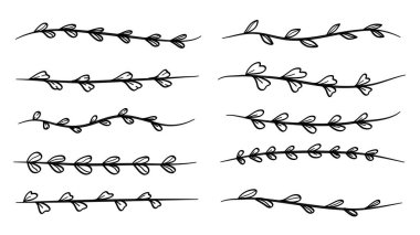 Doğa Bölünmüş Çizgi Çizgisi Çizim Dizayn Elementi 'ni terk eder. Vektör İllüstrasyonu