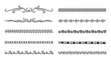 Metin Düzeni Ayırıcı Element Koleksiyonu için El Çizimi Dekoratif Ayırıcı. Vektör İllüstrasyonu