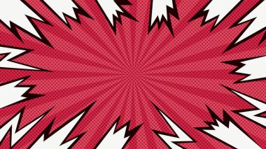 Çizgi Roman Çizgi Filmi Günışığı Yarım Tonlu Cıvata Kırmızı Arkaplanda İzole Edildi. Vektör İllüstrasyonu