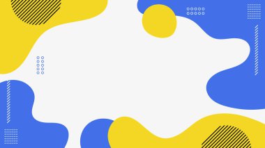 Soyut Modern Düz Dalgalı Şekli Sarı ve Mavi Sancak Arkaplanda İzole Edilmiş. Vektör İllüstrasyonu, şık web afişi ve sunum şablonu için harika.