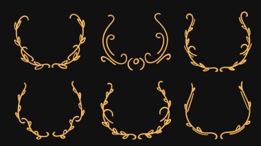 Zarif Altın Vintage Dekoratif Elementler Girdap Şekilleri Dekoratif Tasarımı Ayarlar. Vektör İllüstrasyonu