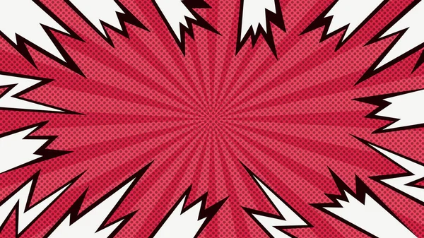 Çizgi Roman Çizgi Filmi Günışığı Yarım Tonlu Cıvata Kırmızı Arkaplanda İzole Edildi. Vektör İllüstrasyonu